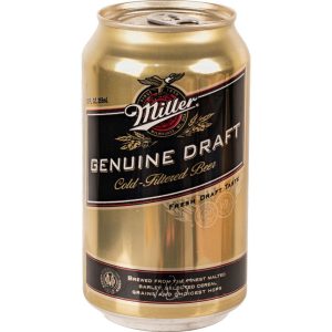 Concealed safe inside Miller Genuine Draft beer can for discreet storage.